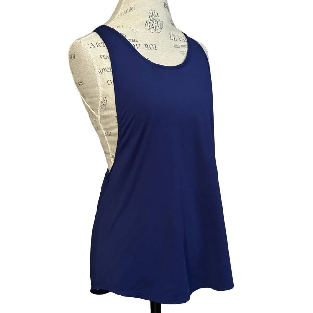 Fabletics Womens Hayden Tank Top Mesh Inset Racerback Moisture Wicking Blue M/L